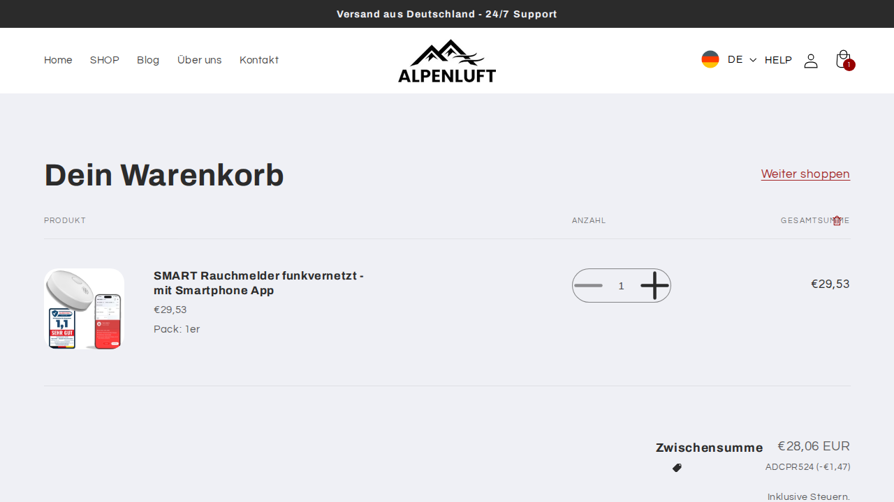Bereinigter Prüfnachweis-Screenshot für Alpenluft vom 25.07.2026, 22:41 Uhr